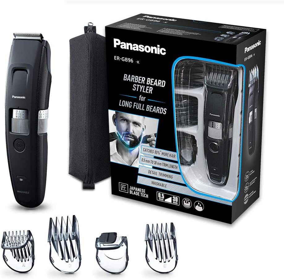 Detalle 2 de Panasonic ER-GB96-K503 Tondeuse barbe longue – 58 réglages, 7 accessoires, autonomie 50 min, lavage eau