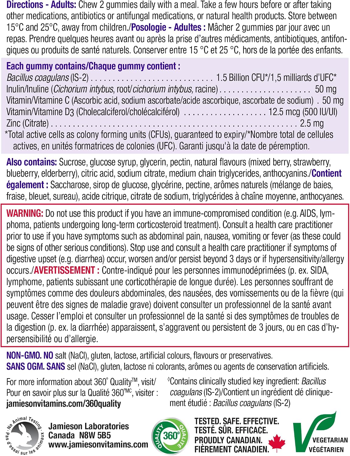 Detalle 1 de Jamieson Probiotic Gummies, 70 count