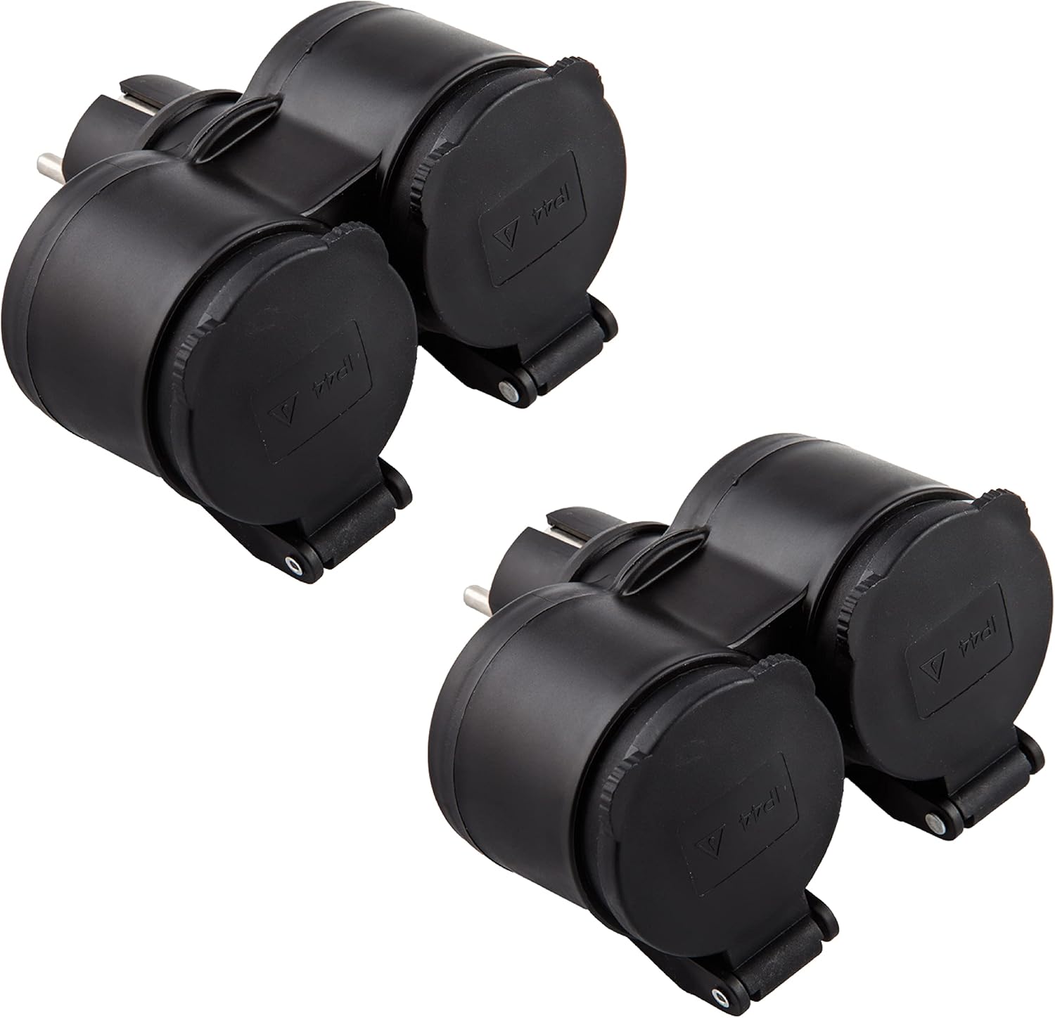 Thumbnail 3 de Electraline 55074 Adattatore da Esterno 2 prese Schuko IP44, Spina tedesca, Nero