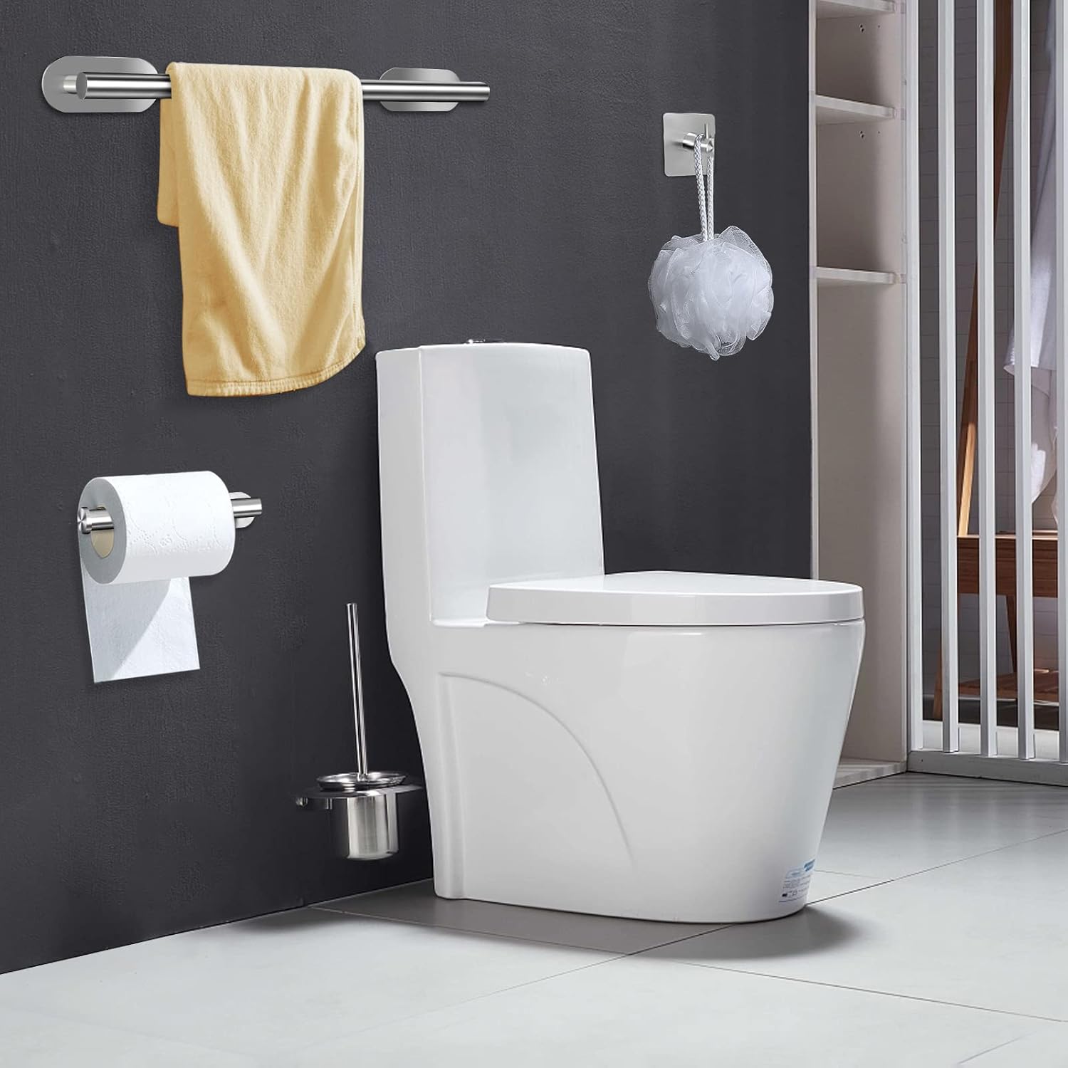 Thumbnail 2 de AIKER Porta Asciugamani Bagno – Set accessori 8 pezzi in acciaio inox 304, attacco adesivo autoadesivo