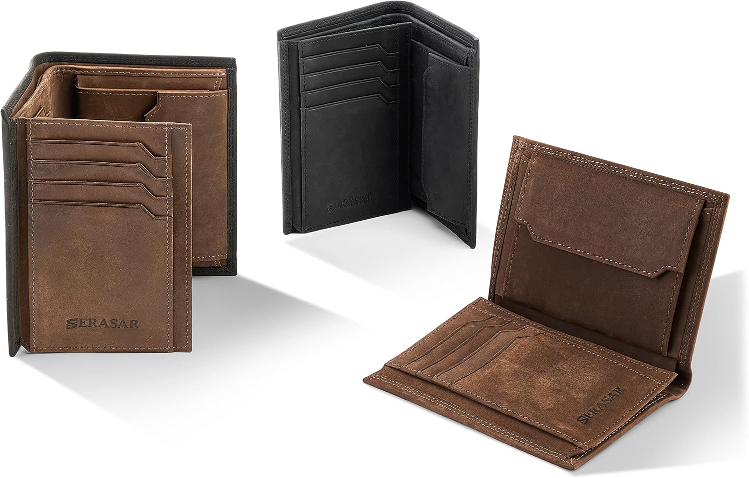 Thumbnail 6 de SERASAR Portafoglio da Uomo in Pelle [Vintage] con Protezione RFID, 12 Slot, Confezione Regalo