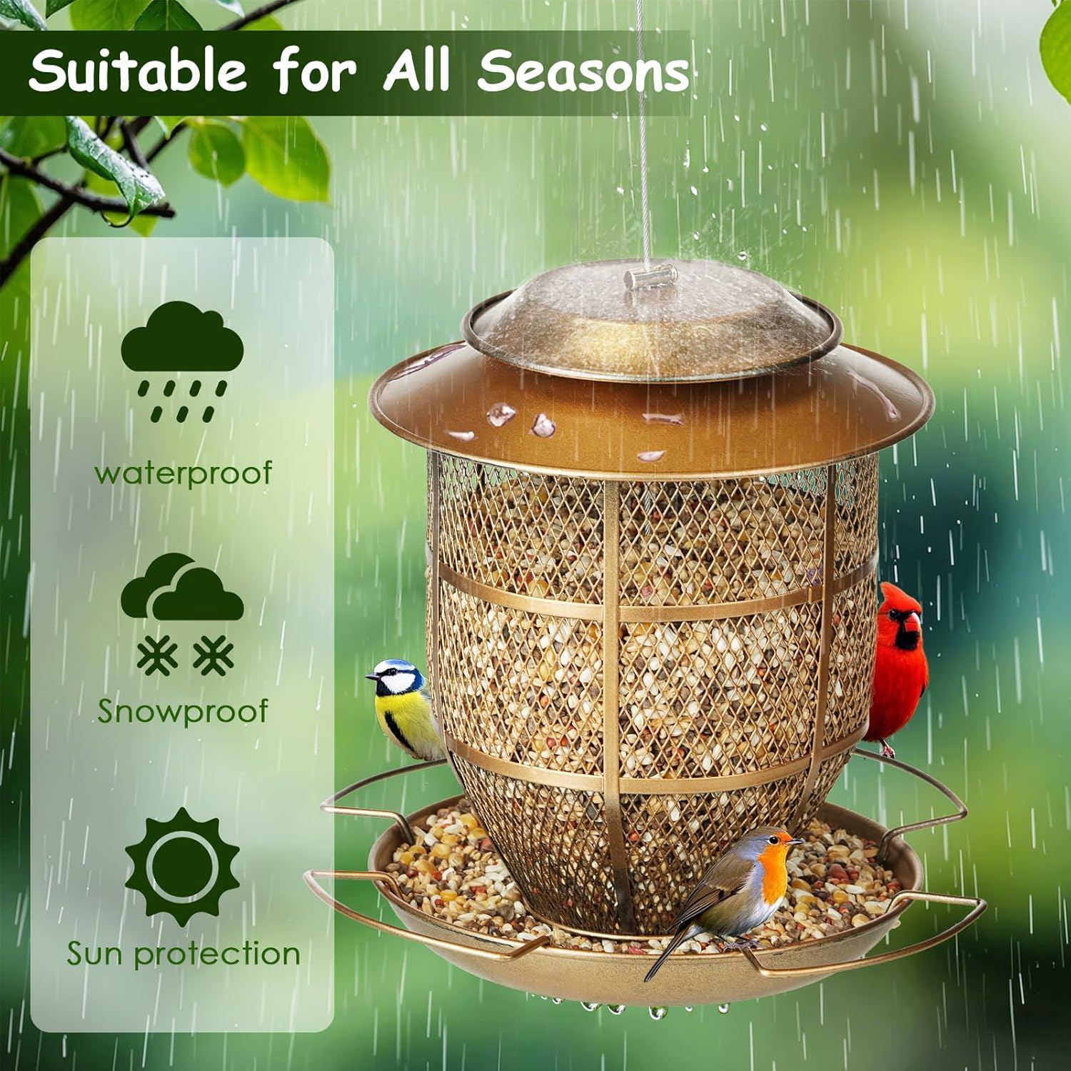Detalle de IWTTWY Outdoor Funnel Bird Feeder — Heavy-Duty Metal, 3 lb Capacity