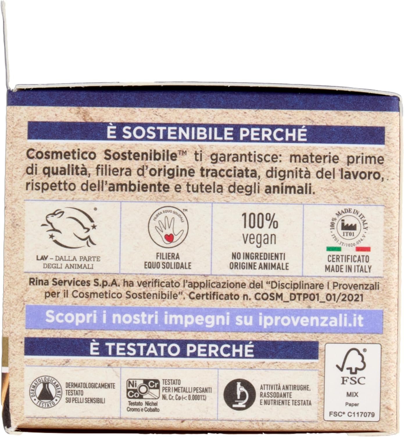 Detalle de I Provenzali Crema Notte Antirughe Biologica all'Argan, 50 ml — ristrutturante vegana per pelle secca e matura