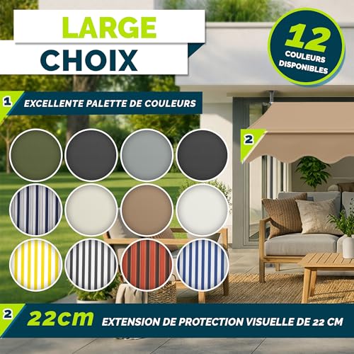 Thumbnail 6 de Tillvex Store Banne Manuel rétractable pour Le Balcon — Marquise de terrasse sans percement (Taupe, 200 cm)
