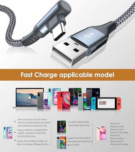 Thumbnail 7 de AviBrex Cavo USB-C angolo retto 2 pezzi x 2 m, USB-C a USB-A 3,1A - Ricarica rapida e133