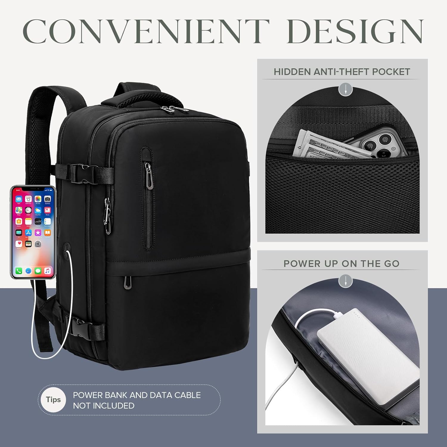 Thumbnail 3 de Hayayu Easyjet Cabin Bag 45x36x20 Underseat – 30L Carry-On Travel Backpack