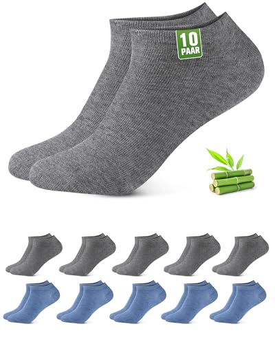 Detalle de Effeet: Pack de 10 pares de calcetines tobilleros de bambú para hombre y mujer (43–46) – transpirables y antiolor