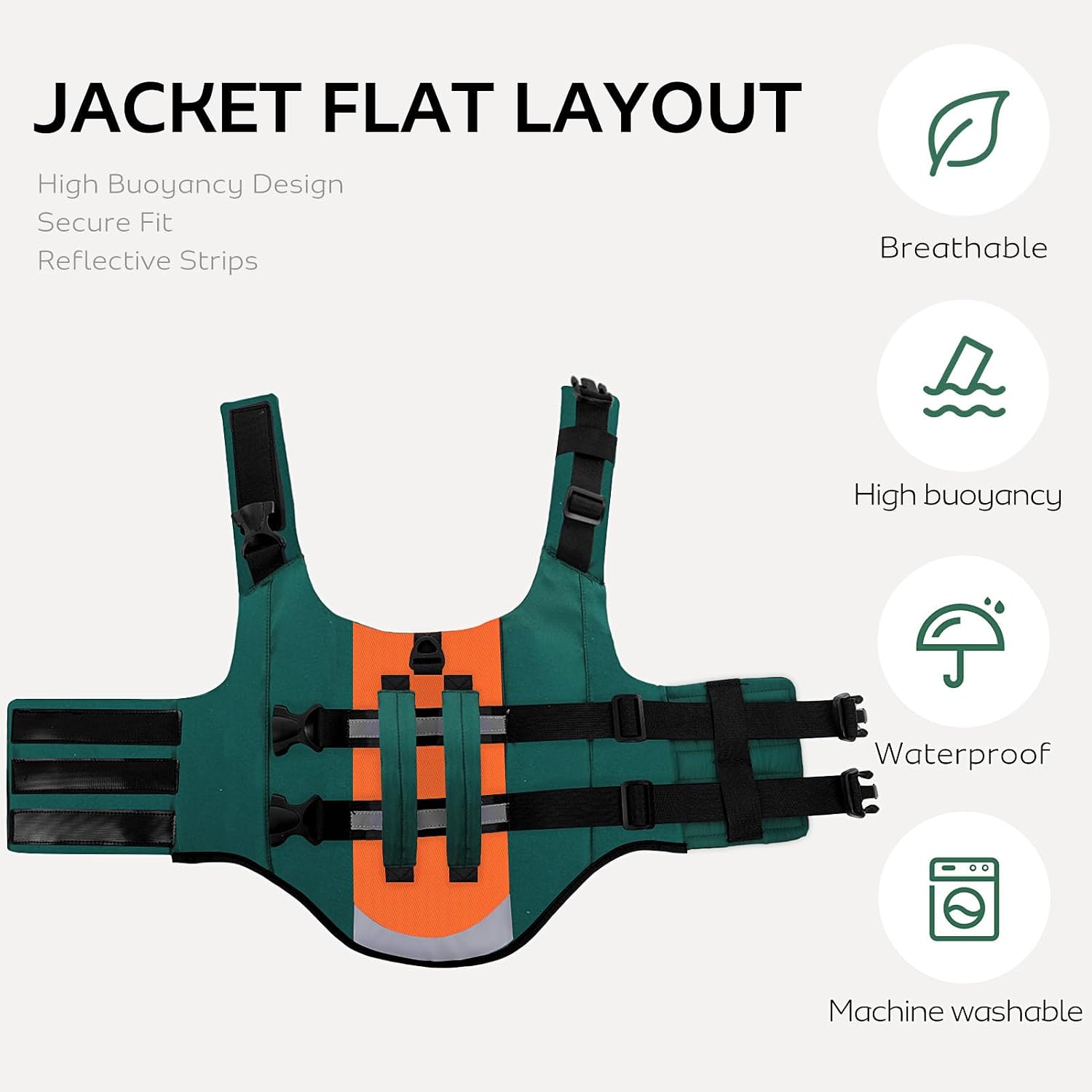 Detalle 2 de CITÉTOILE Dog Life Jacket with Handle & Safety Leash — Buoyancy Aid Vest for Boating, Pool & Lakes