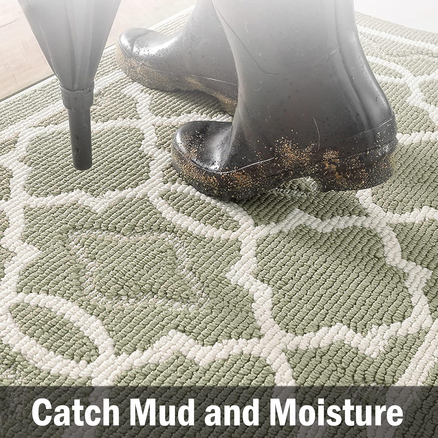 Thumbnail 6 de THRILRUG Indoor Door Mat 60x90cm – Green Trellis, Non-Slip, Absorbent & Machine Washable