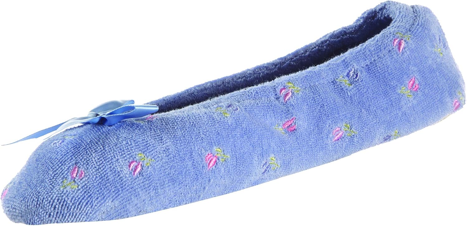 Detalle de isotoner Women's Embroidered Terry Ballerina Slippers