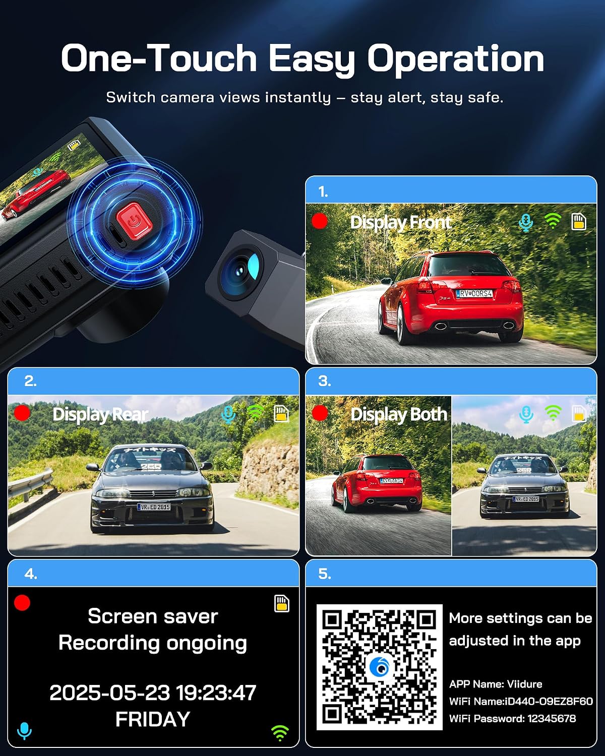Thumbnail 6 de WOLFANG 4K Dash Cam, dual 3-inch