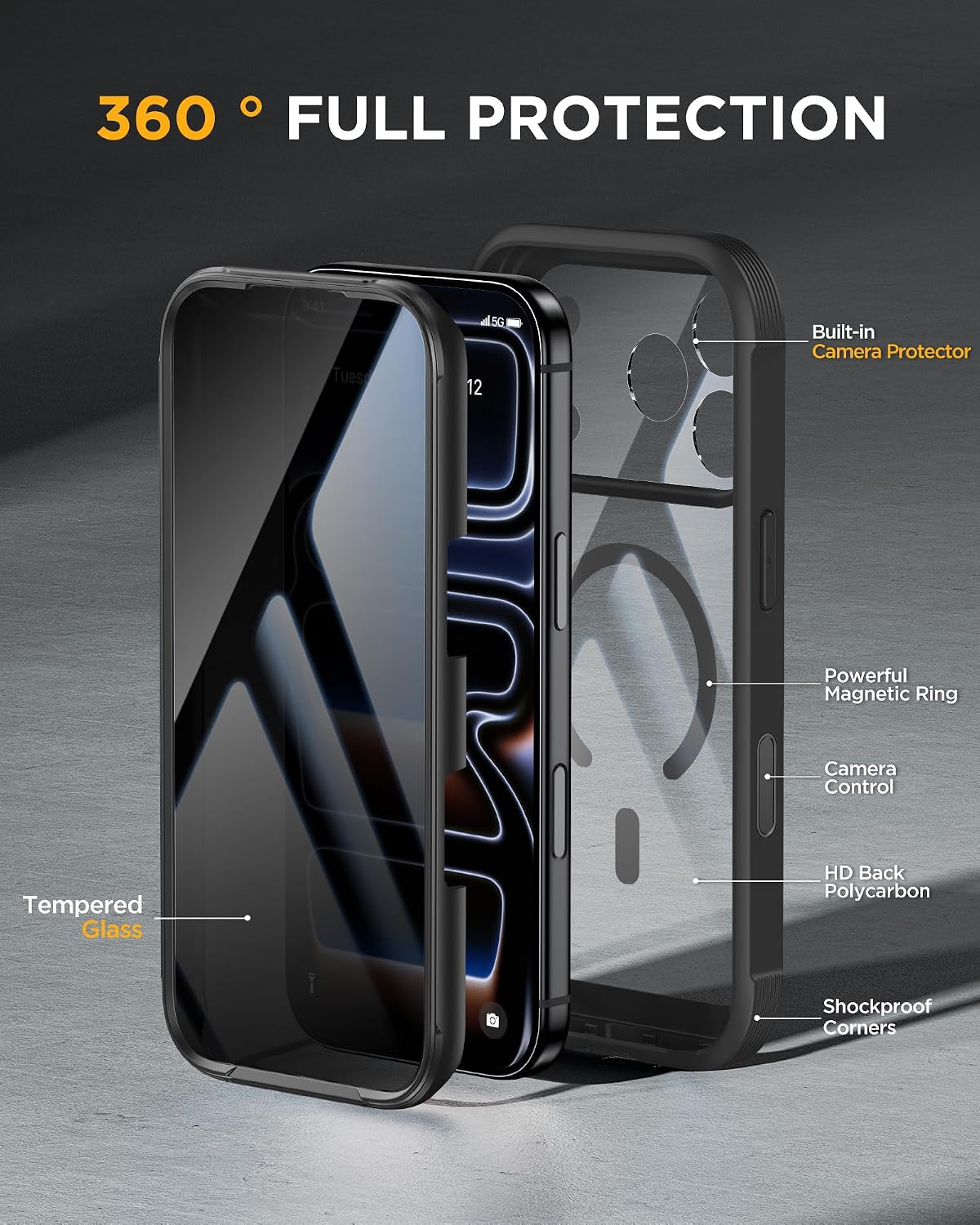Detalle 2 de Miracase iPhone 18 Pro Max Case with Privacy Screen Protector, MagSafe