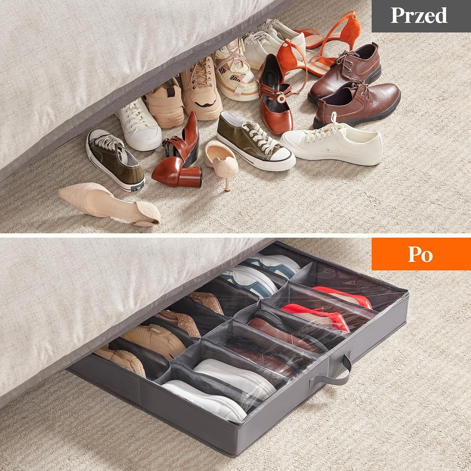 Detalle de Lifewit Opbergdozen Onder Het Bed – organizer na buty, 2 sztuki, 24 pary