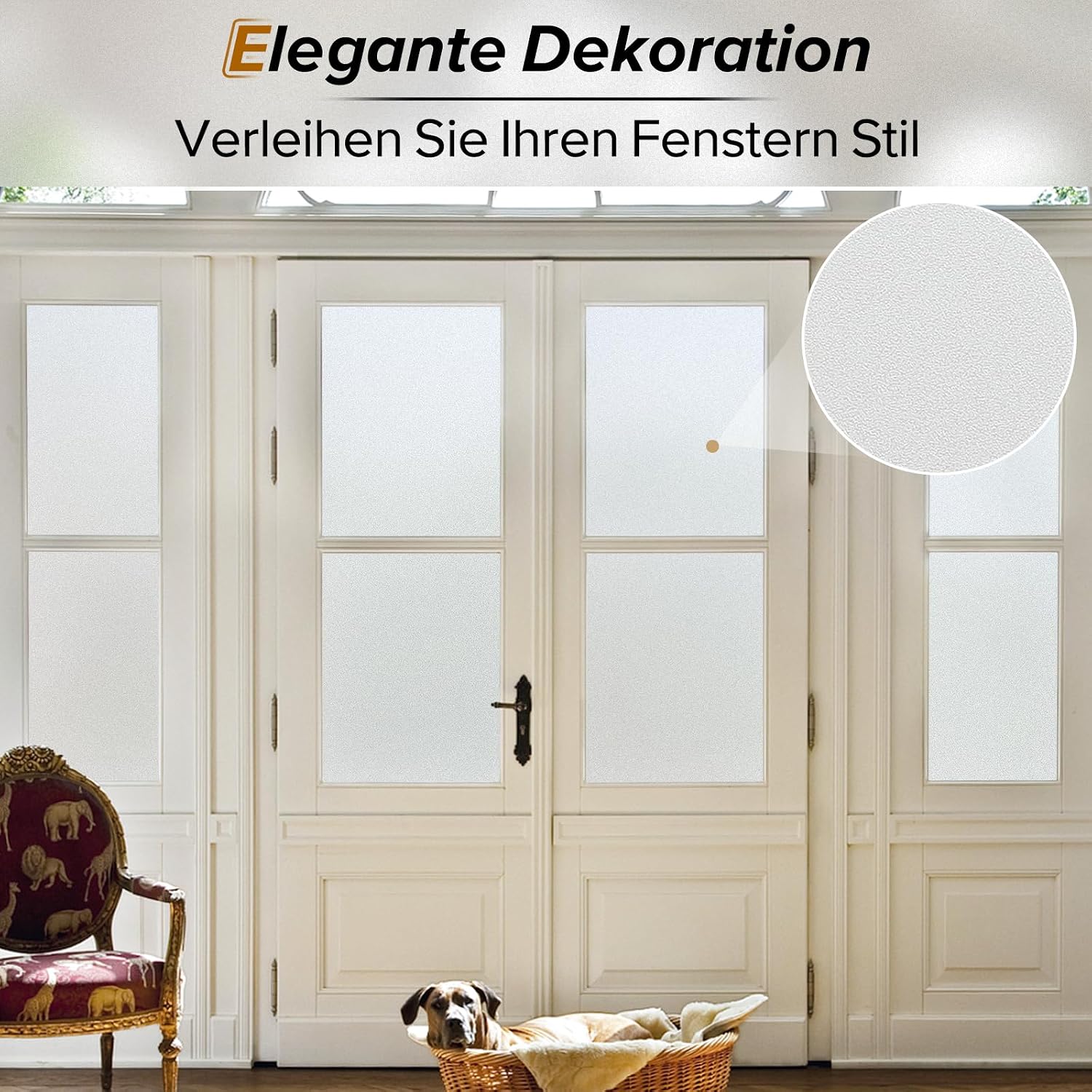 Detalle 2 de rabbitgoo Fensterfolie Blickdicht – Milchglasfolie 90 x 400 cm, selbsthaftend ohne Klebstoff