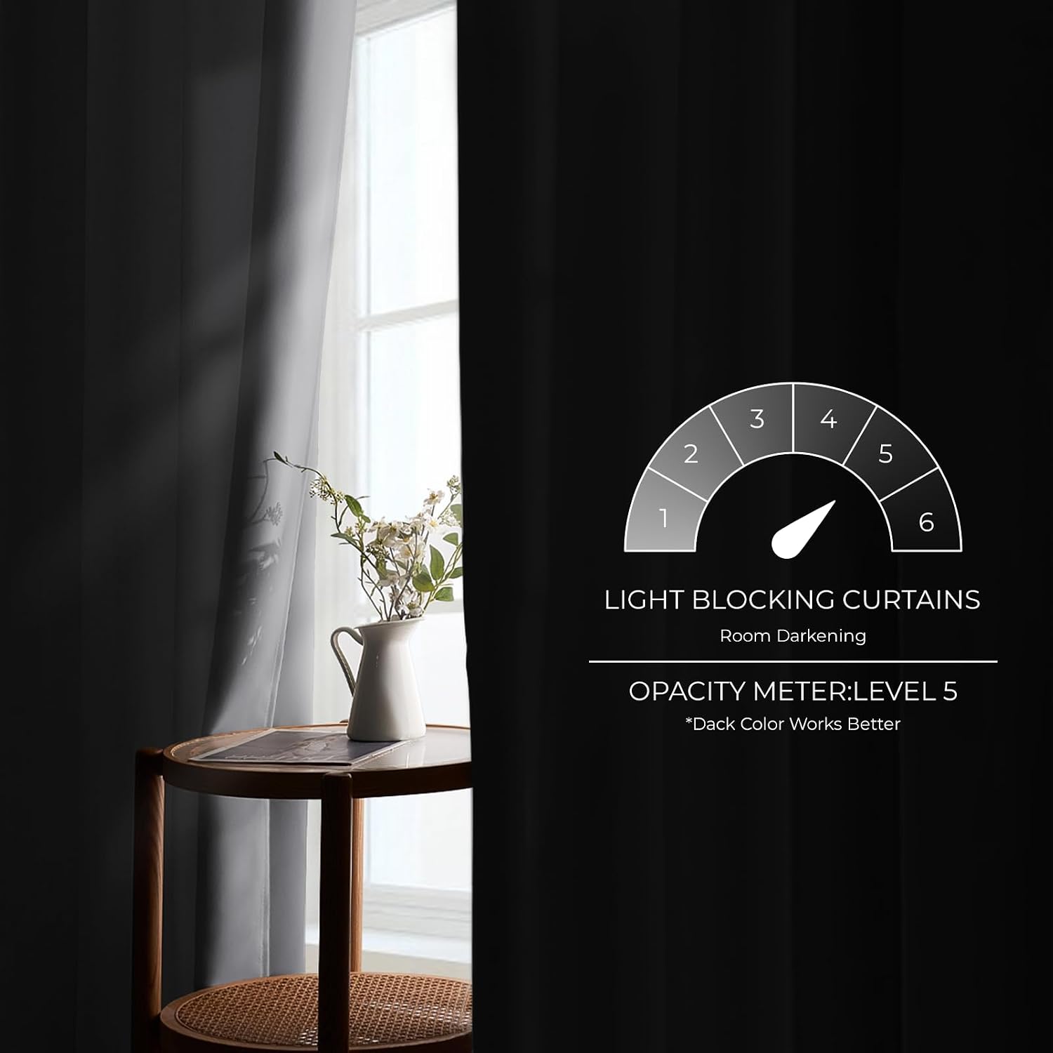 Detalle de MRTREES Light Grey Blackout Curtains (54 Drop) – 2 Eyelet Panels, Thermal for Bedroom & Living Room
