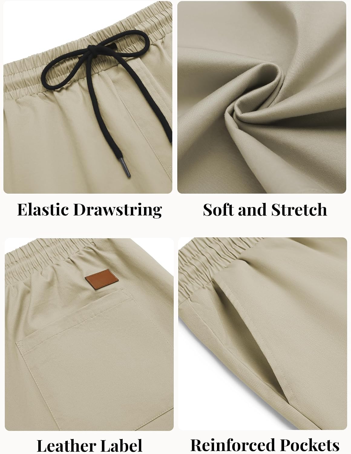 Detalle 1 de COOFANDY Men's Casual Cotton Shorts with Elastic Drawstring Waist