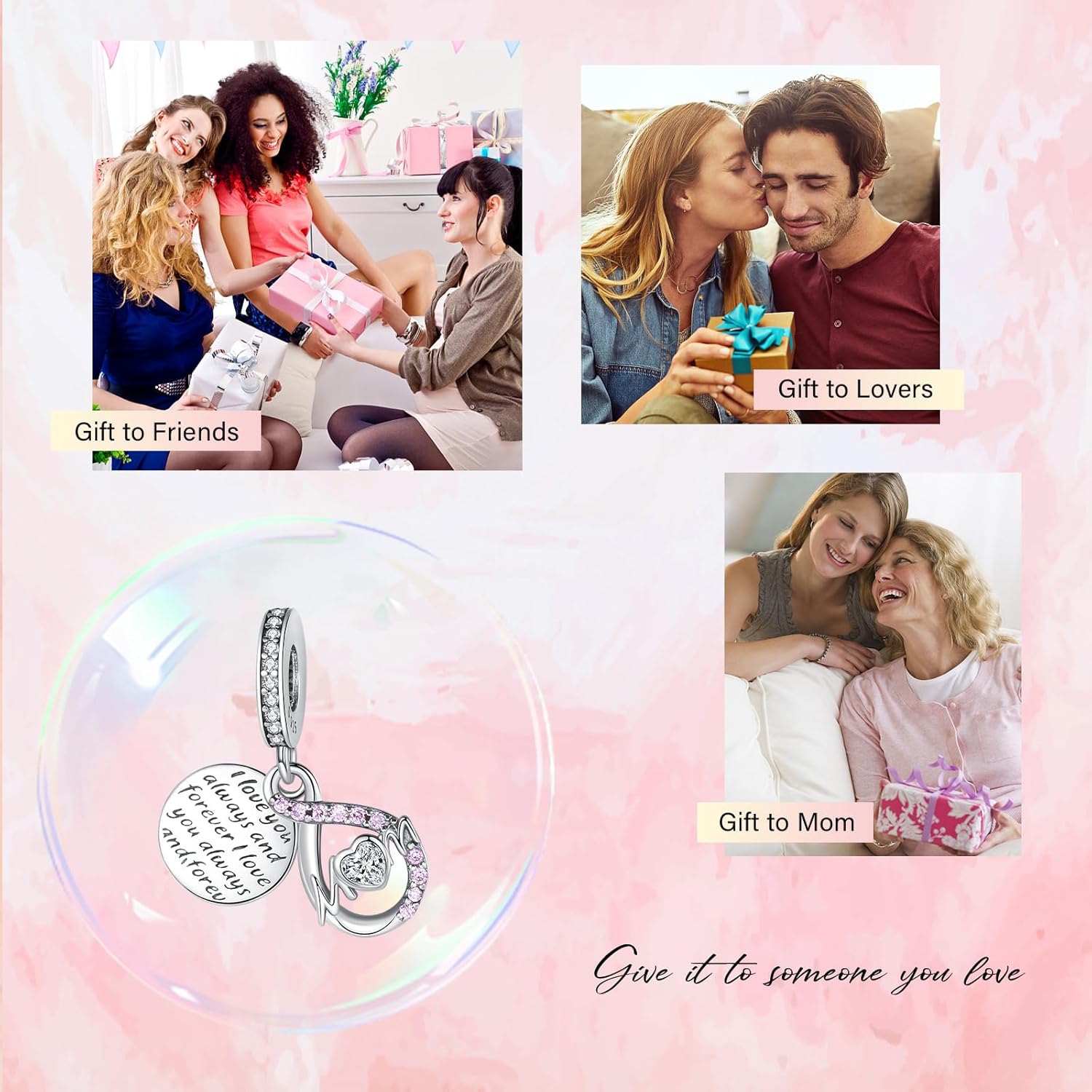 Thumbnail 3 de Amuefer Charms Famiglia Argento 925 – Mamma, Nonna, Amore e Amici per Bracciali e Collane