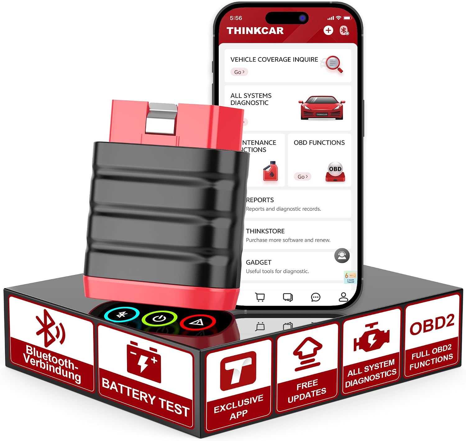 Detalle de thinkcar ThinkDiag Mini OBD2 Bluetooth Adapter für iOS & Android – Systemdiagnosen, Fehler auslesen & löschen