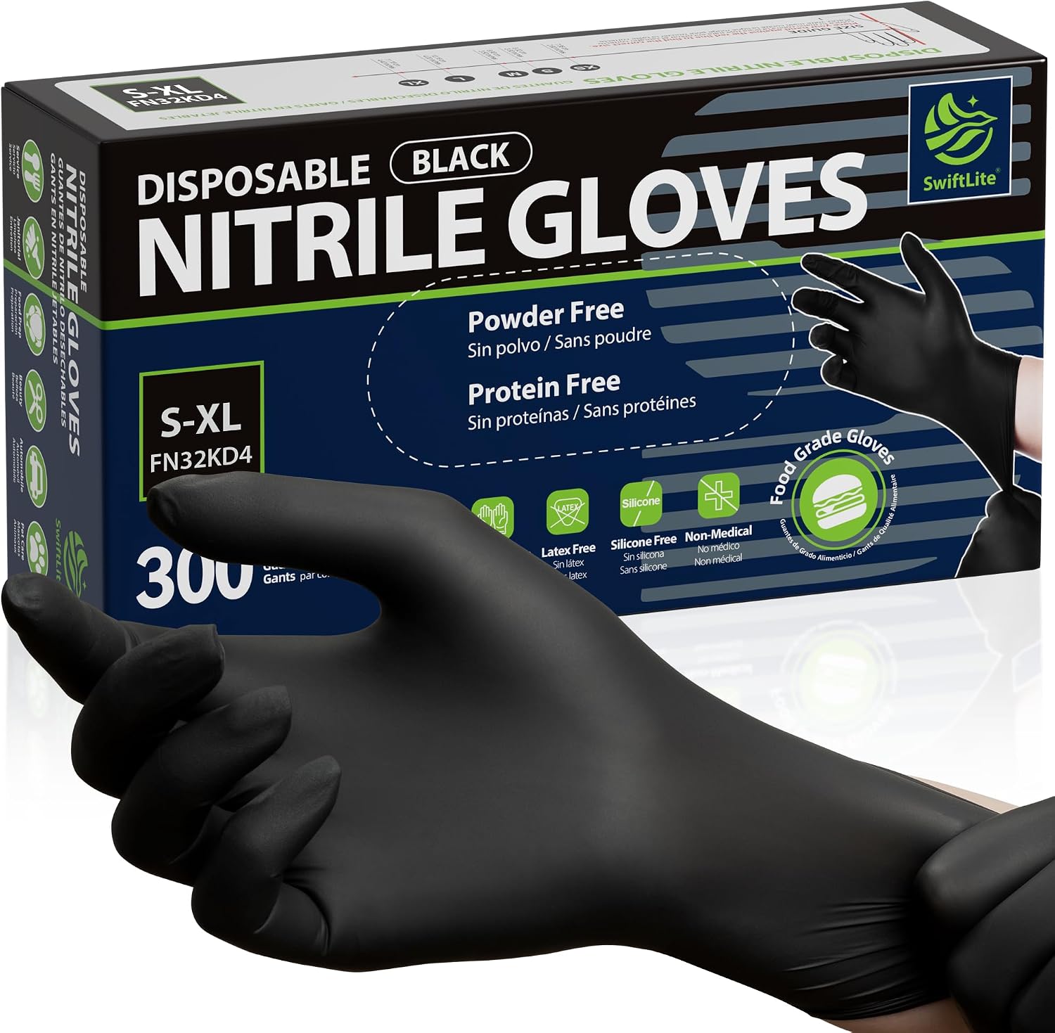 Thumbnail 6 de SWIFTLITE Black Disposable Nitrile Gloves — Food Safe, Latex-Free, Powder-Free (3 mil)