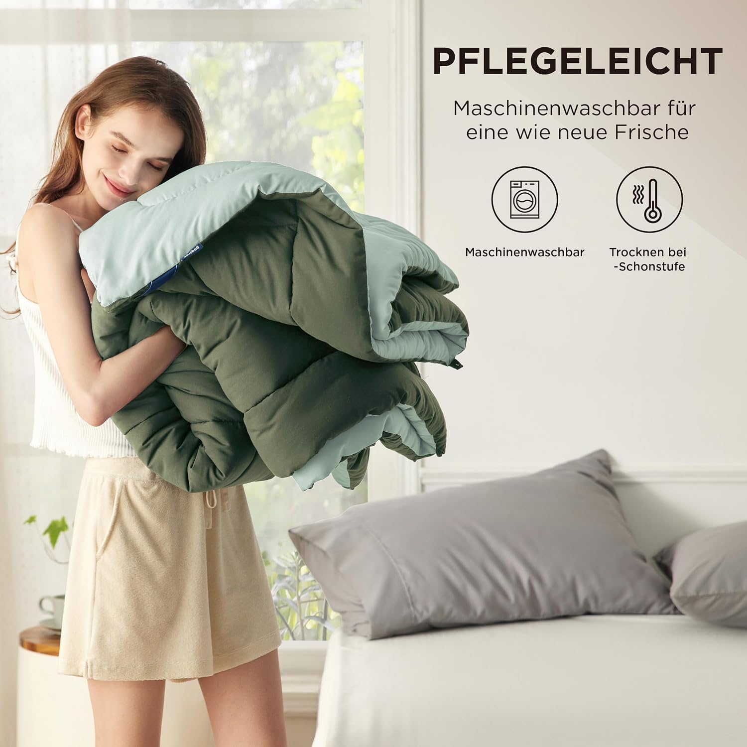 Thumbnail 5 de BEDSURE Bettdecke 240x220 ohne Bezug – Alljahresdecke 300GSM, Bronzegrün/Eisberggrün
