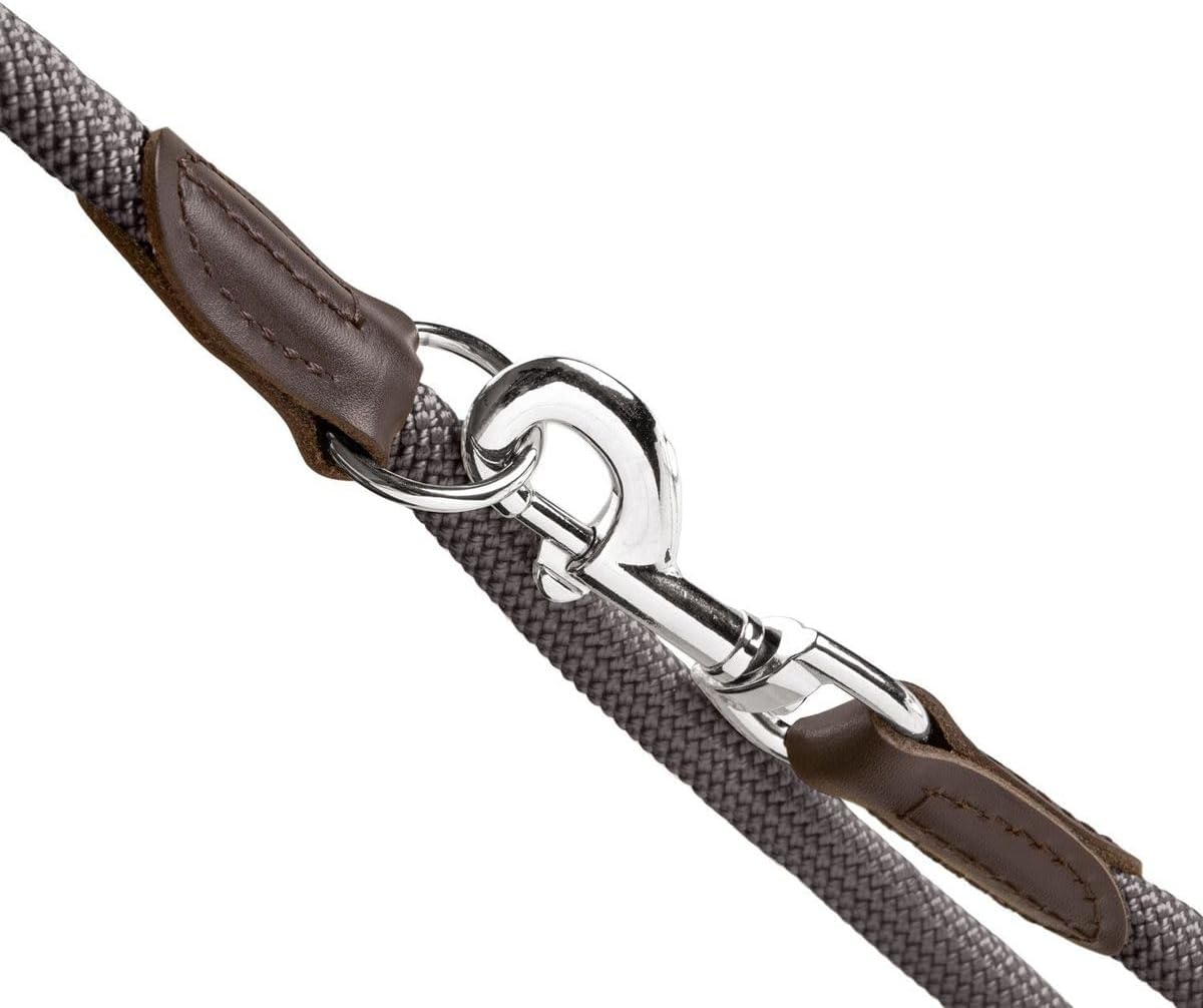 Detalle de HUNTER verstellbare Hundeführleine FREESTYLE (3-fach), grau – robust & wetterfest, Tau-Optik