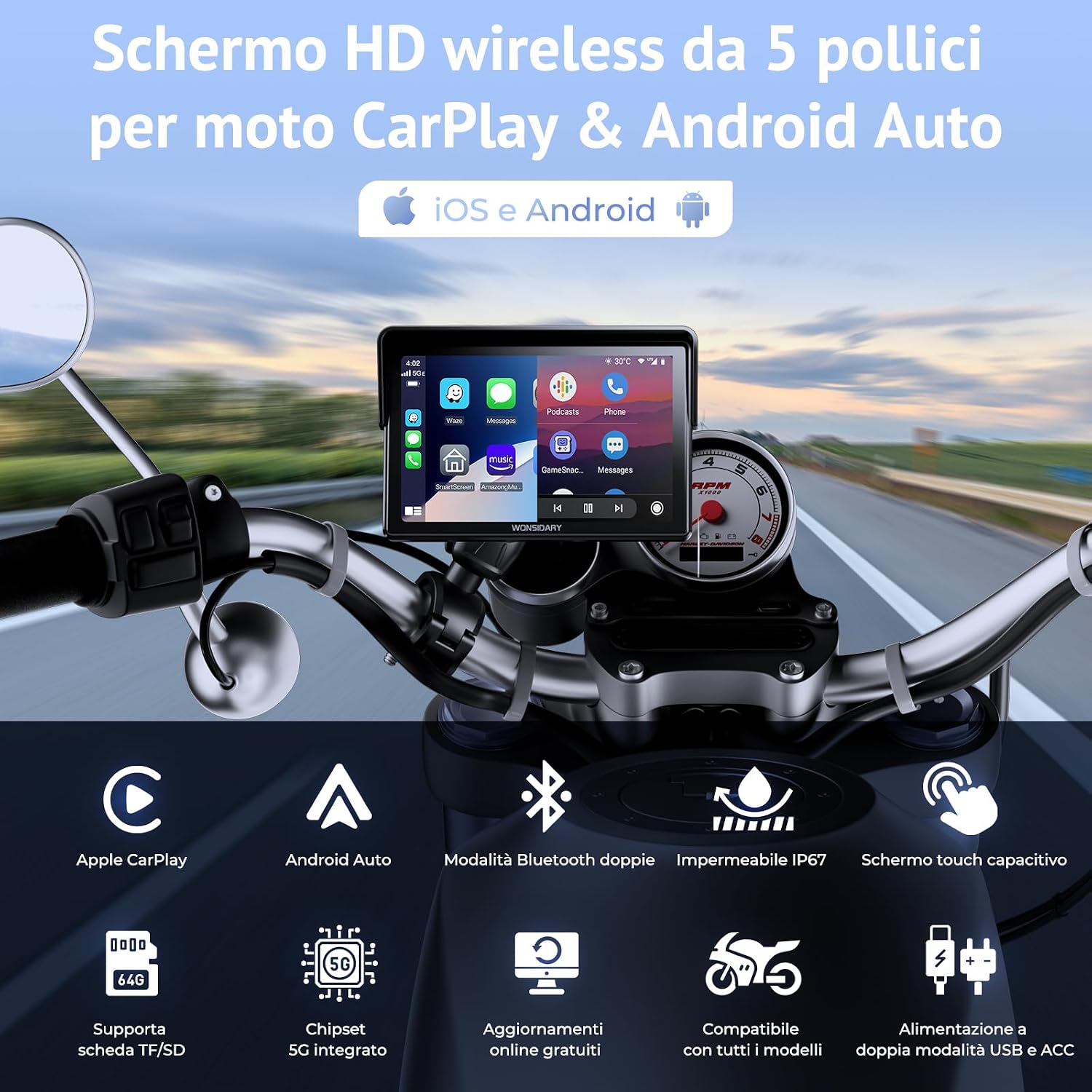 Detalle 2 de Wonsidary W522 CarPlay Moto 5"