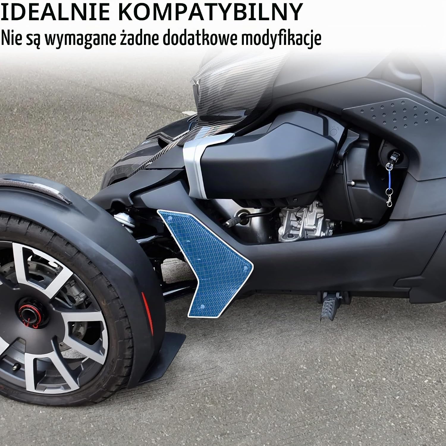 Detalle 2 de SAUTVS ZP-YJ-030603-131 – dolne panele owiewki Can-Am Ryker, ABS, wzór włókna węglowego