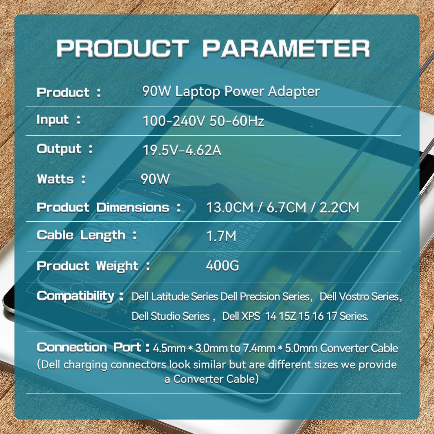 Thumbnail 6 de 90W AC Adapter Charger for Dell Latitude