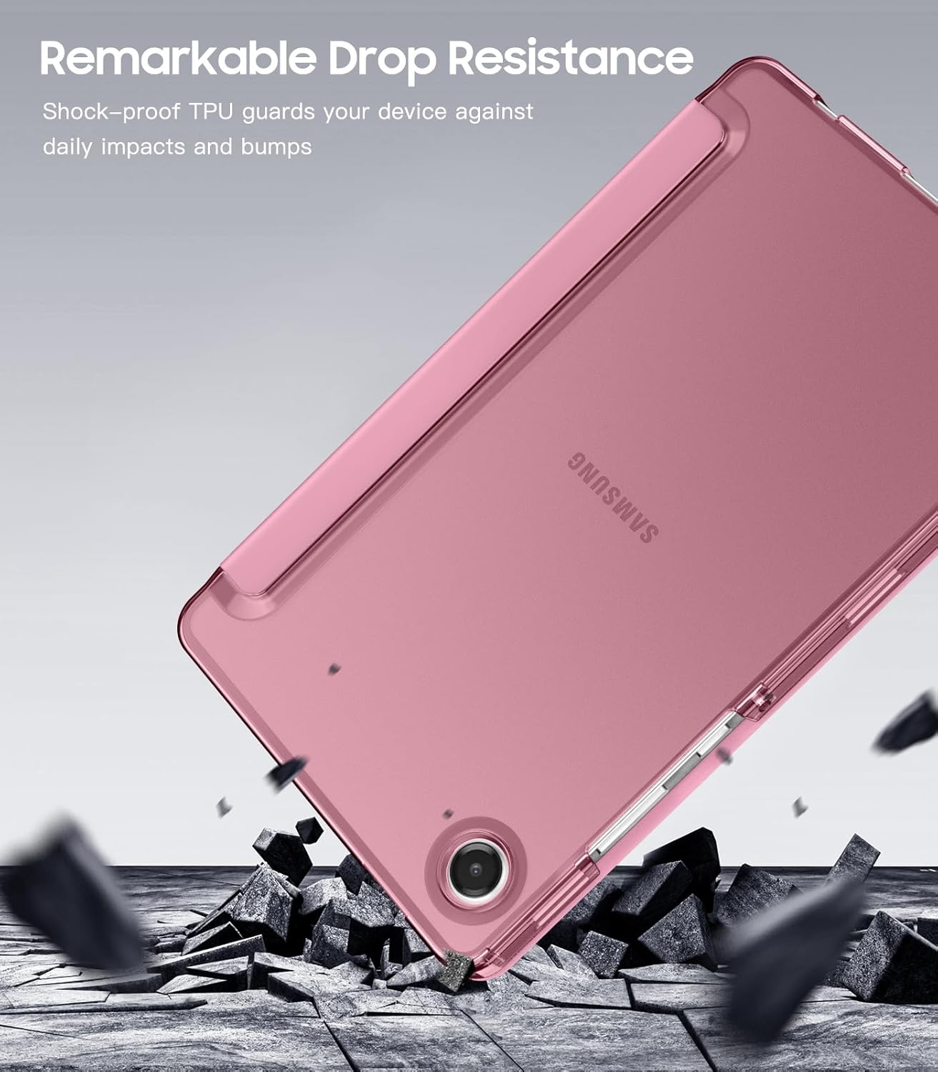 Thumbnail 2 de TiMOVO Hülle für Samsung Galaxy Tab A11/A9 8,7 Zoll – Schlanke TPU-Schutzhülle mit transluzenter Mattierung, Fondant Rosa