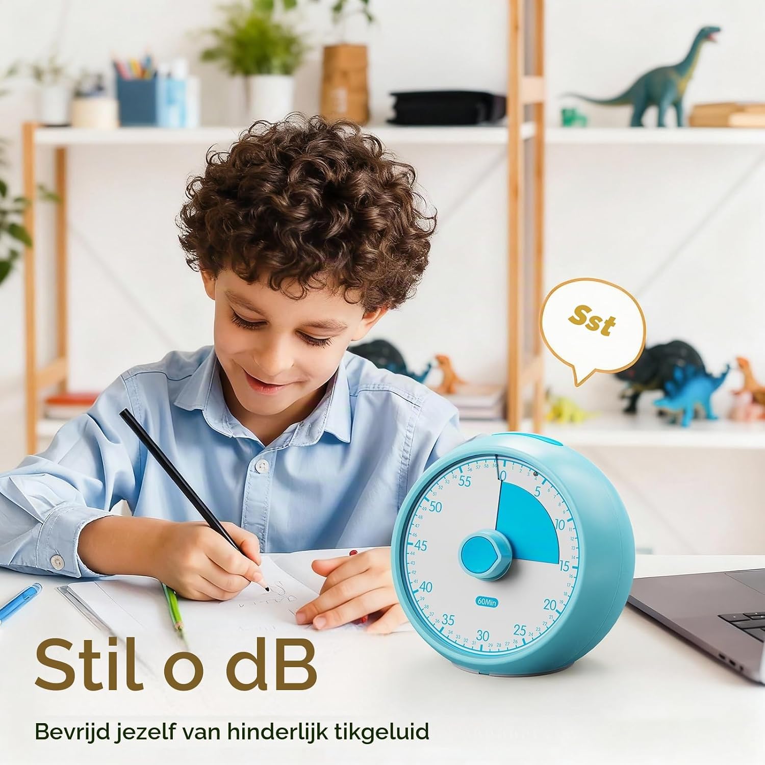 Detalle de Conchstar CS6301 visuele timer voor 60 minuten, blauw en stil