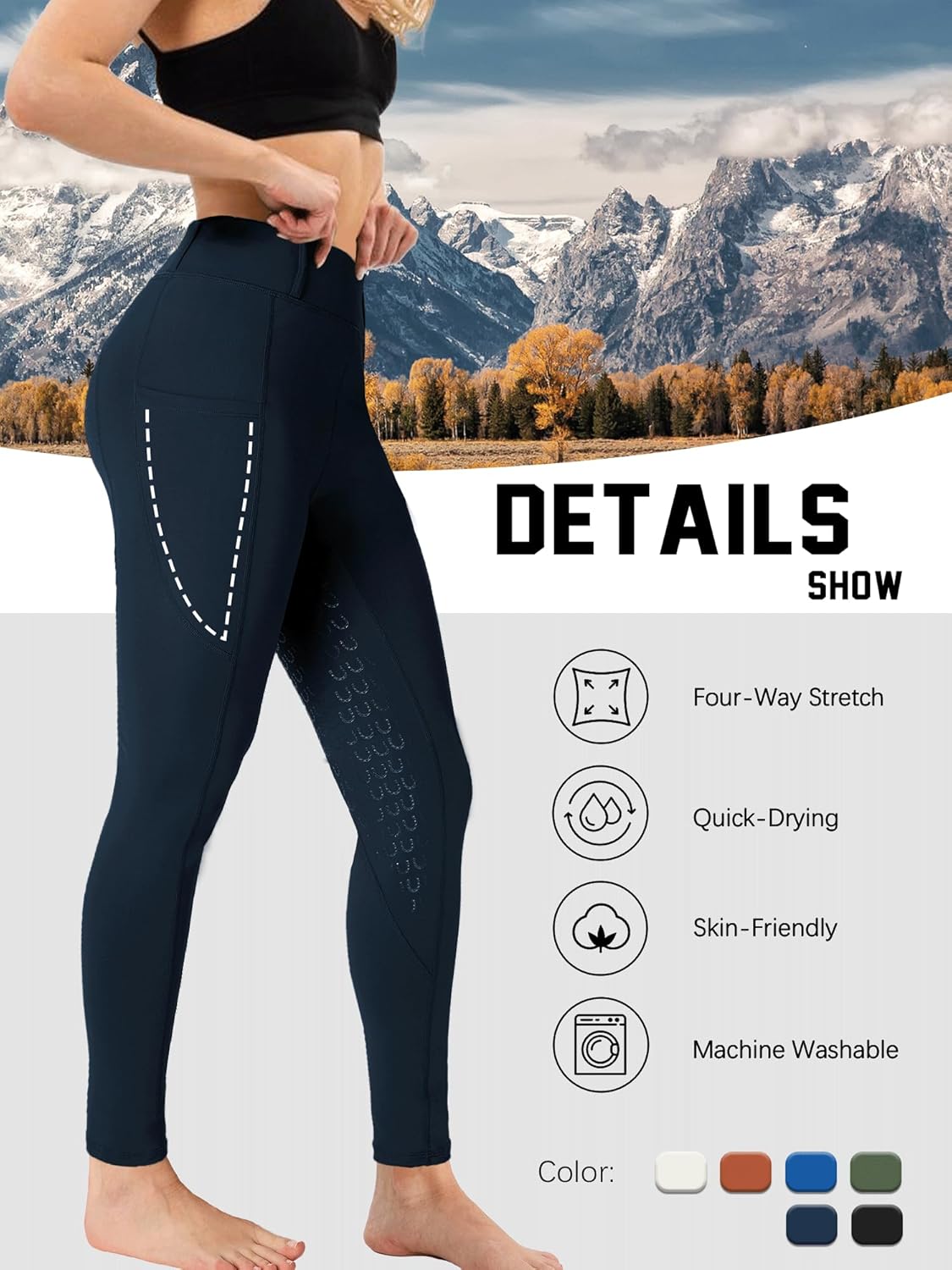 Thumbnail 4 de DMVOD Women's Horse Riding Pants with Active Silicone Grip Full Seat Breeches