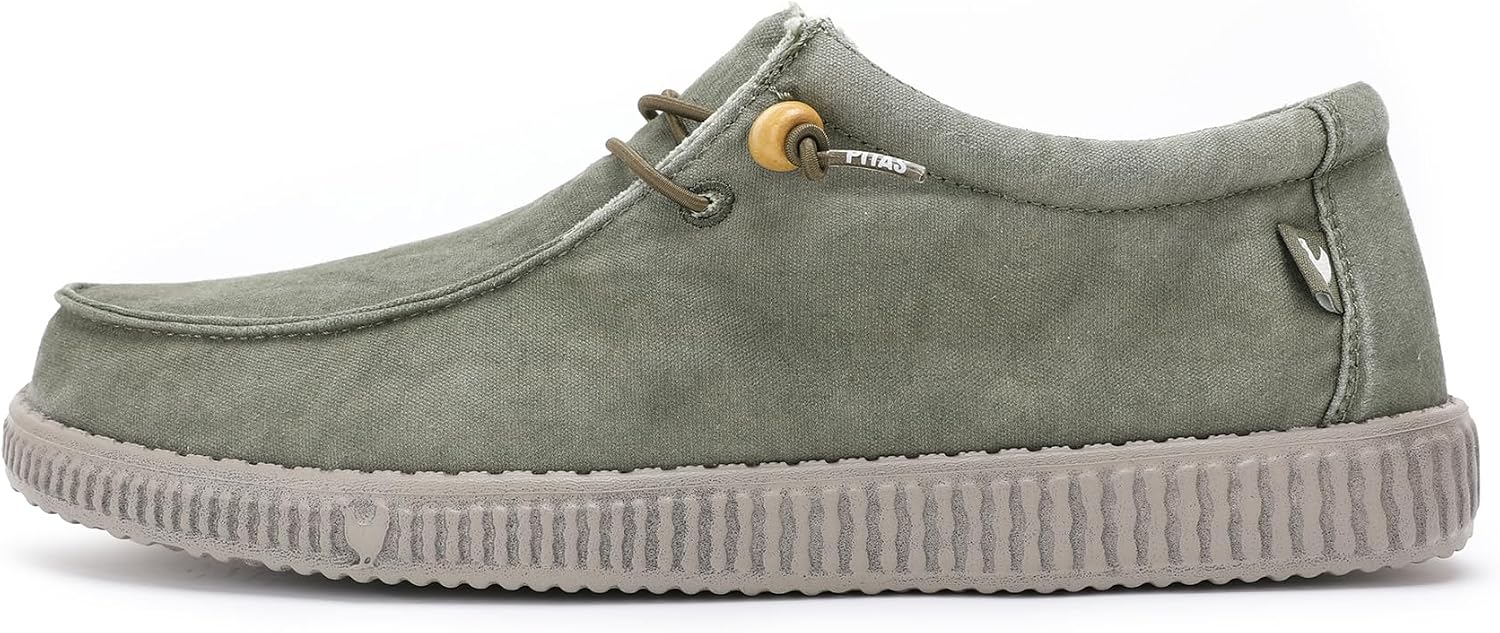 Detalle de WALK IN PITAS WP150 WALLABI Washed – mocasines náuticos sin cordones de tela kaki (43)