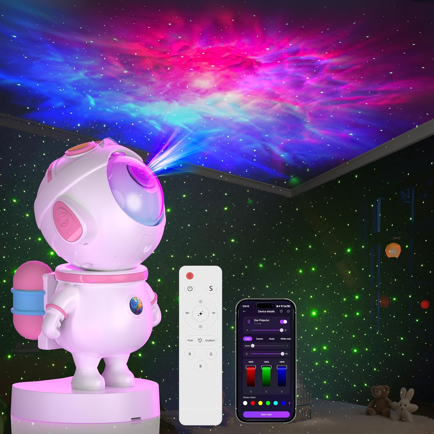 Detalle de Astronaut Galaxy Projector 360° adjustable