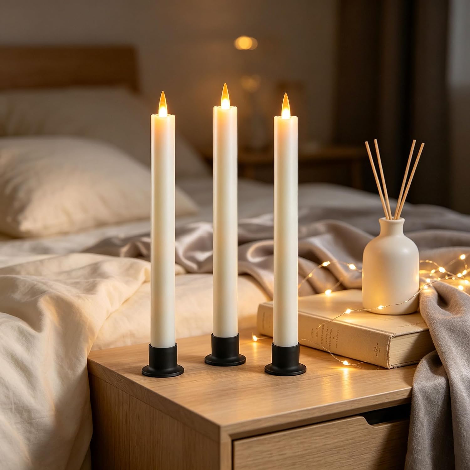 Thumbnail 3 de Da by GMGL-3 Flameless Taper Candles, Ivory 3-Pack with Remote