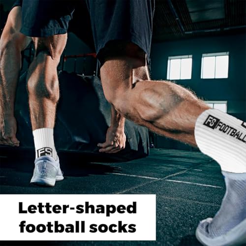 Thumbnail 4 de KEWUF calcetines antideslizantes de fútbol, 4 pares, talla 39-46, blancos
