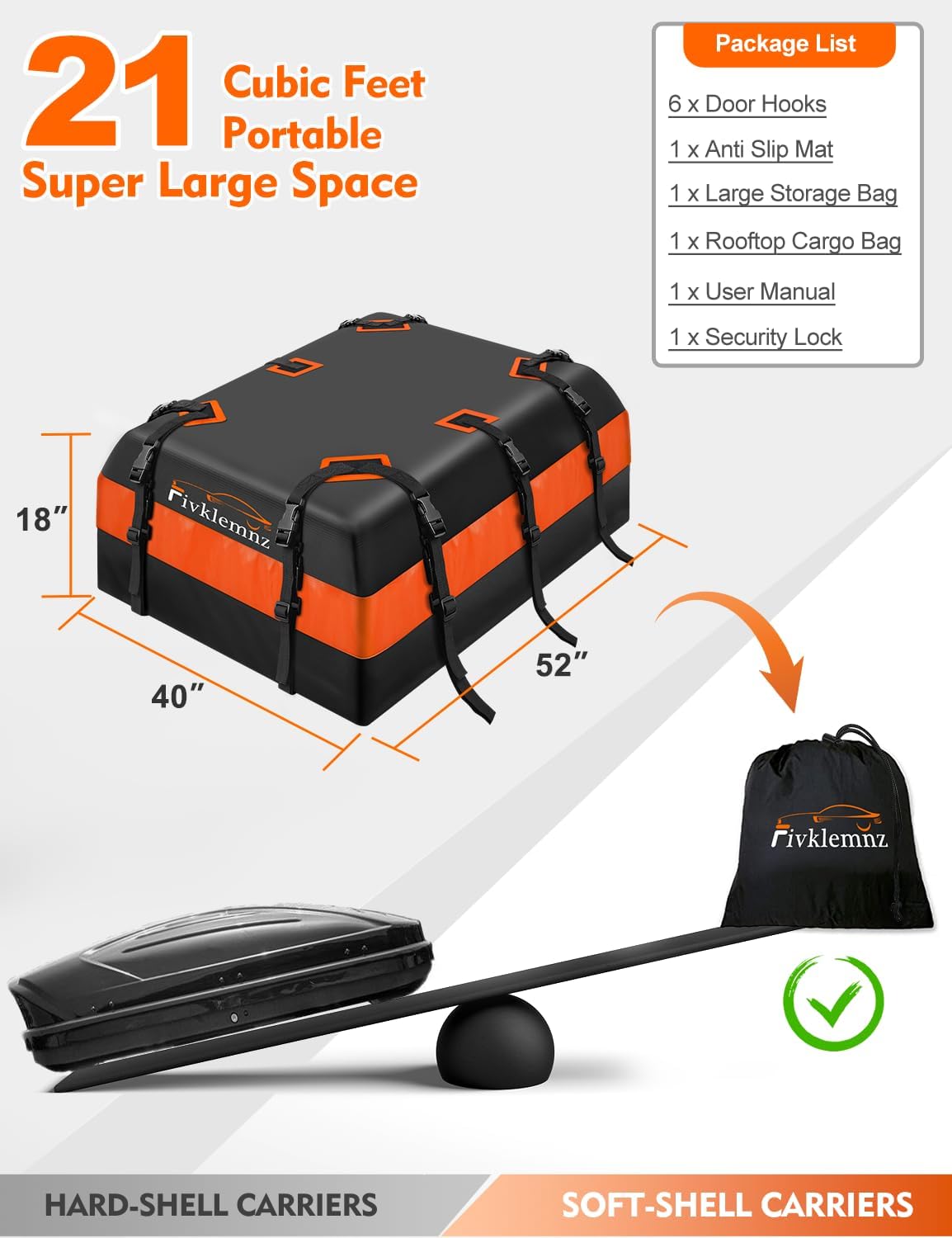 Thumbnail 4 de FIVKLEMNZ 21 Cubic Rooftop Cargo Bag