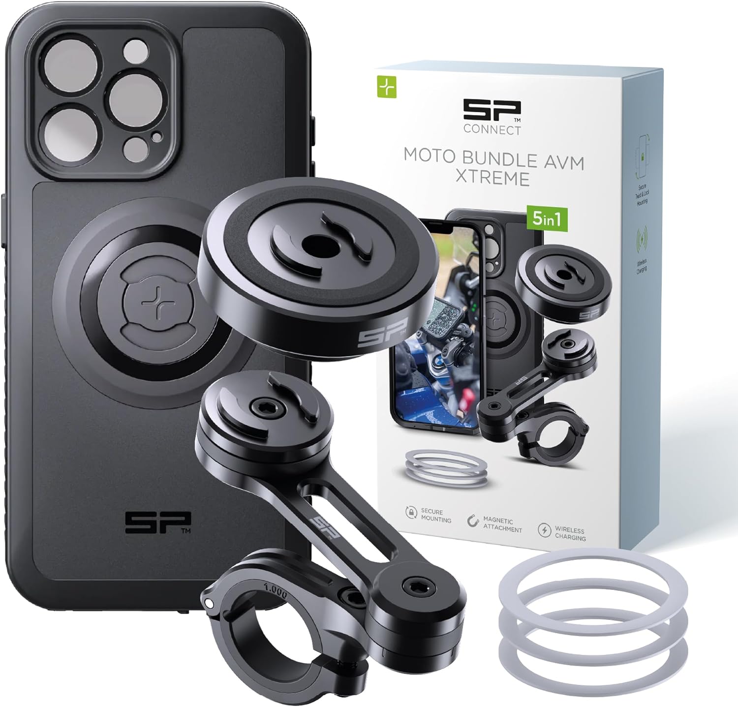 Detalle de SP CONNECT Moto Bundle II AVM Xtreme SPC+ pour iPhone 15 Pro Max – Protection militaire et charge sans fil