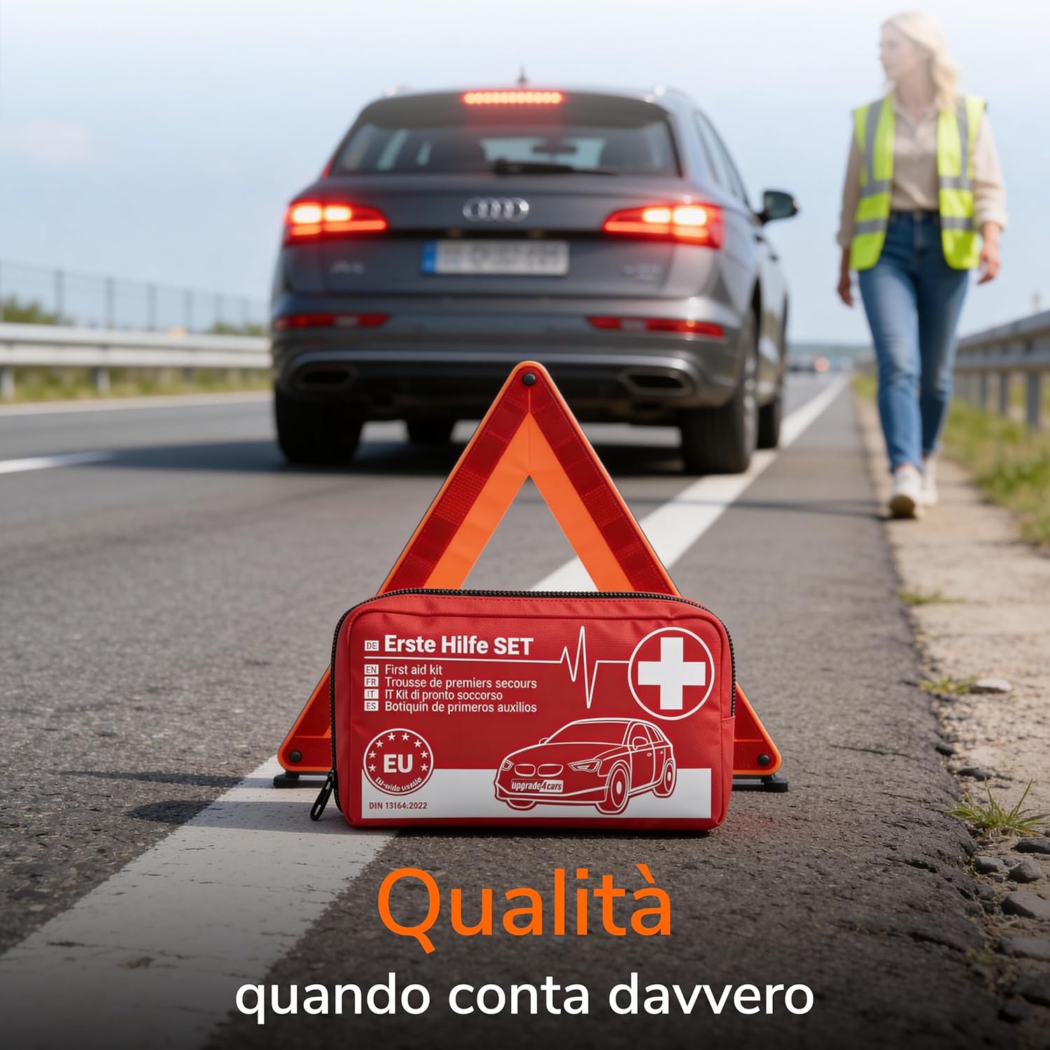 Detalle 2 de Kit di Pronto Soccorso Auto Upgrade4cars 2026 DIN 13164 – 2 pezzi, valido in tutta Europa