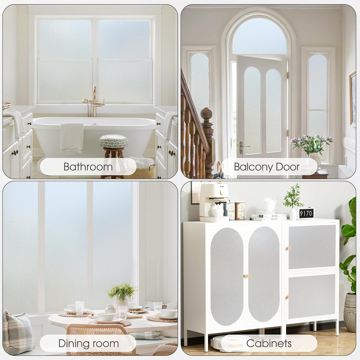 Thumbnail 4 de Lifetree Frosted Window Film Privacy Opaque Glass Film (115x200 cm) – Non-Adhesive Static Cling