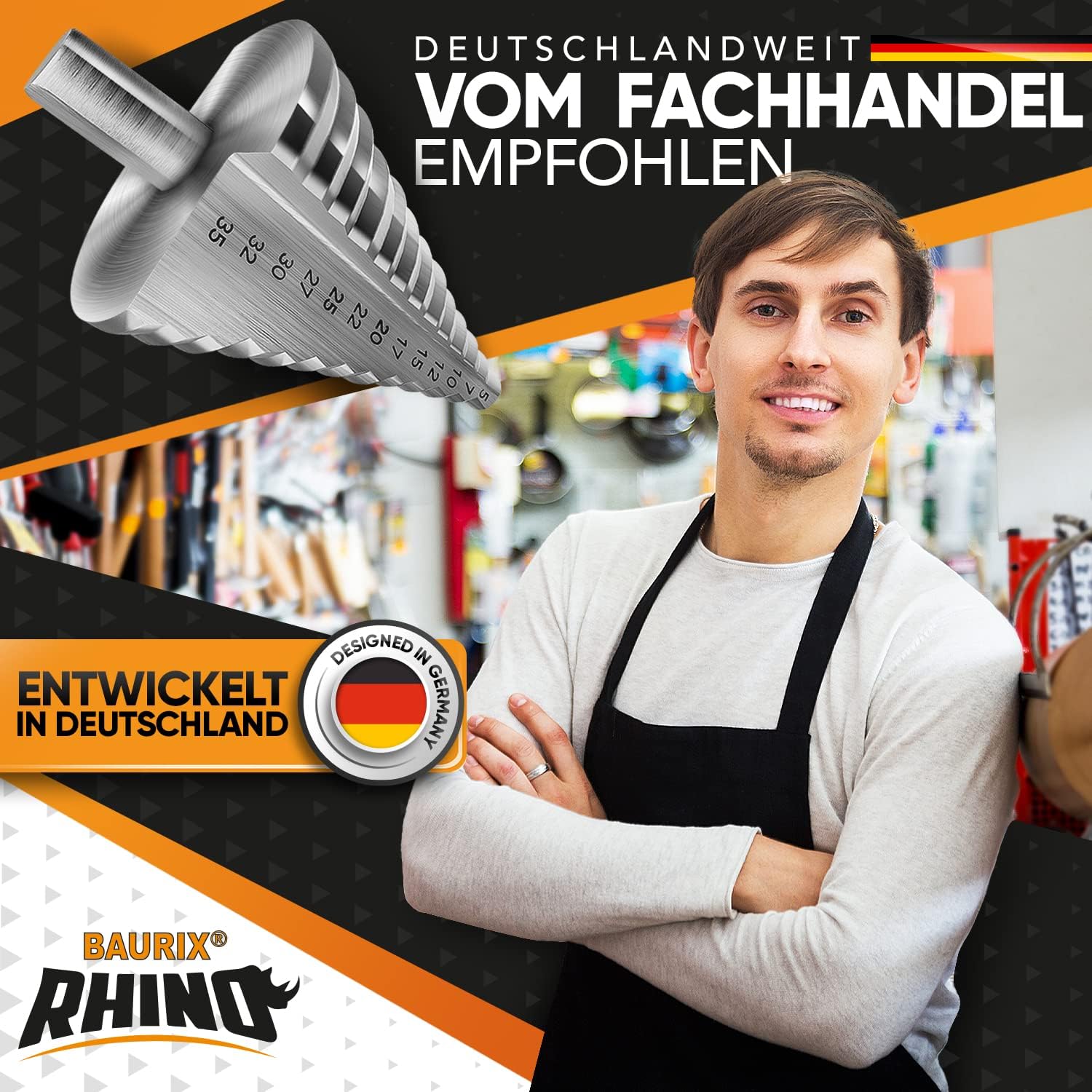 Thumbnail 5 de BAURIX® RHINO® Fresa a Gradini HSS [Ø 5‑35 mm] con alesaggio triangolare da 10 mm