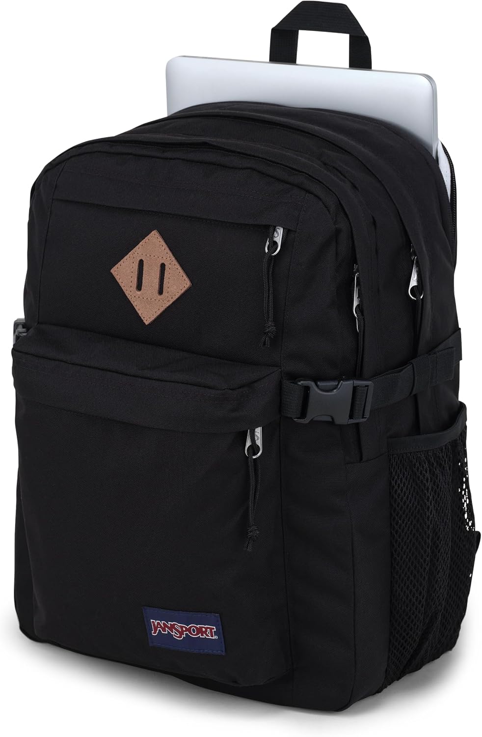 Detalle de JanSport Main Campus Backpack: 15-Inch Laptop, Dual Bottle Pockets, Black