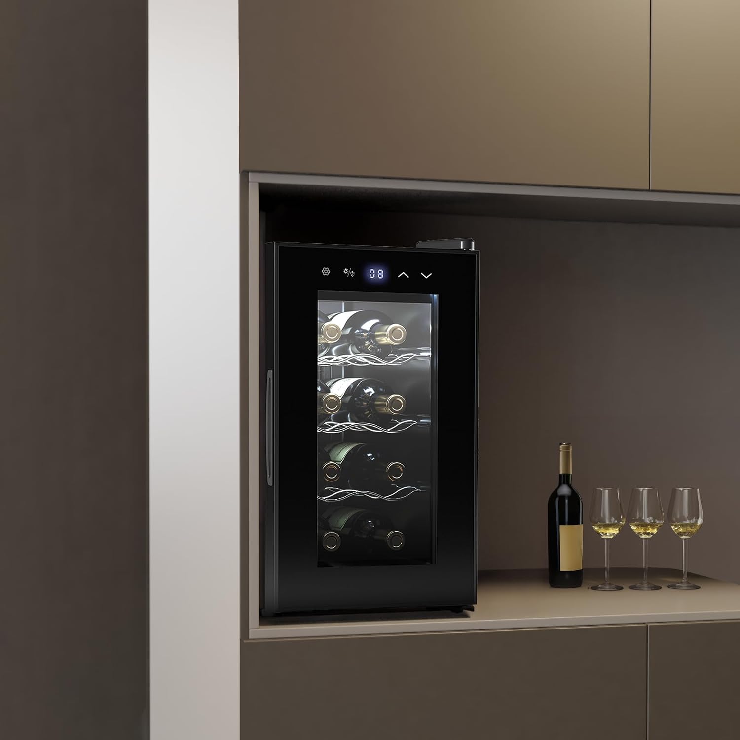 Detalle 2 de Cecotec Bolero Grandsommelier Vinoteca 8 Botellas 🍷 Enfriamiento termoeléctrico