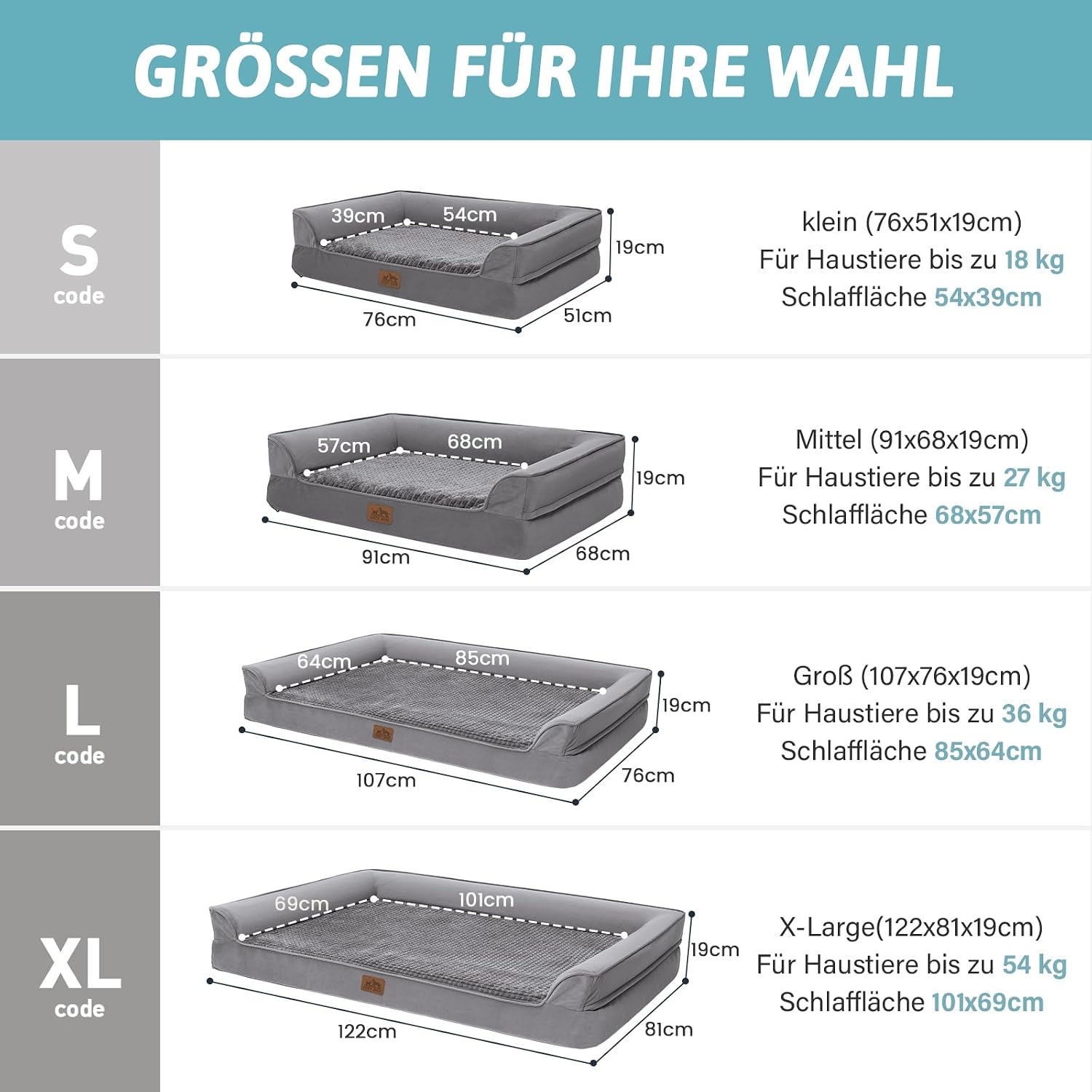 Detalle 2 de Orthopädisches Hundebett für große Hunde