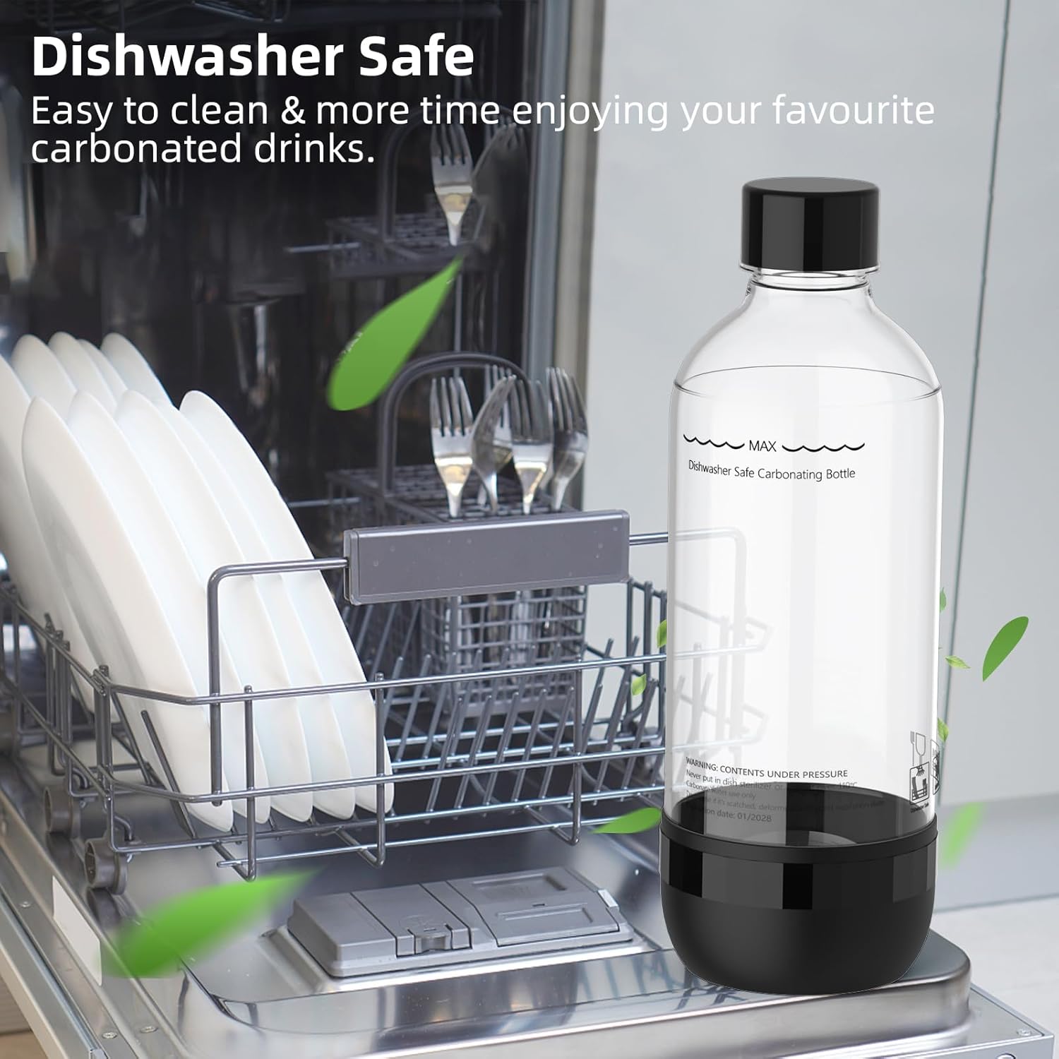 Thumbnail 4 de Mycket Soda Maker Bottles: 2 x 1 Litre BPA-Free Reusable PET Bottles for Sparkling Water Makers