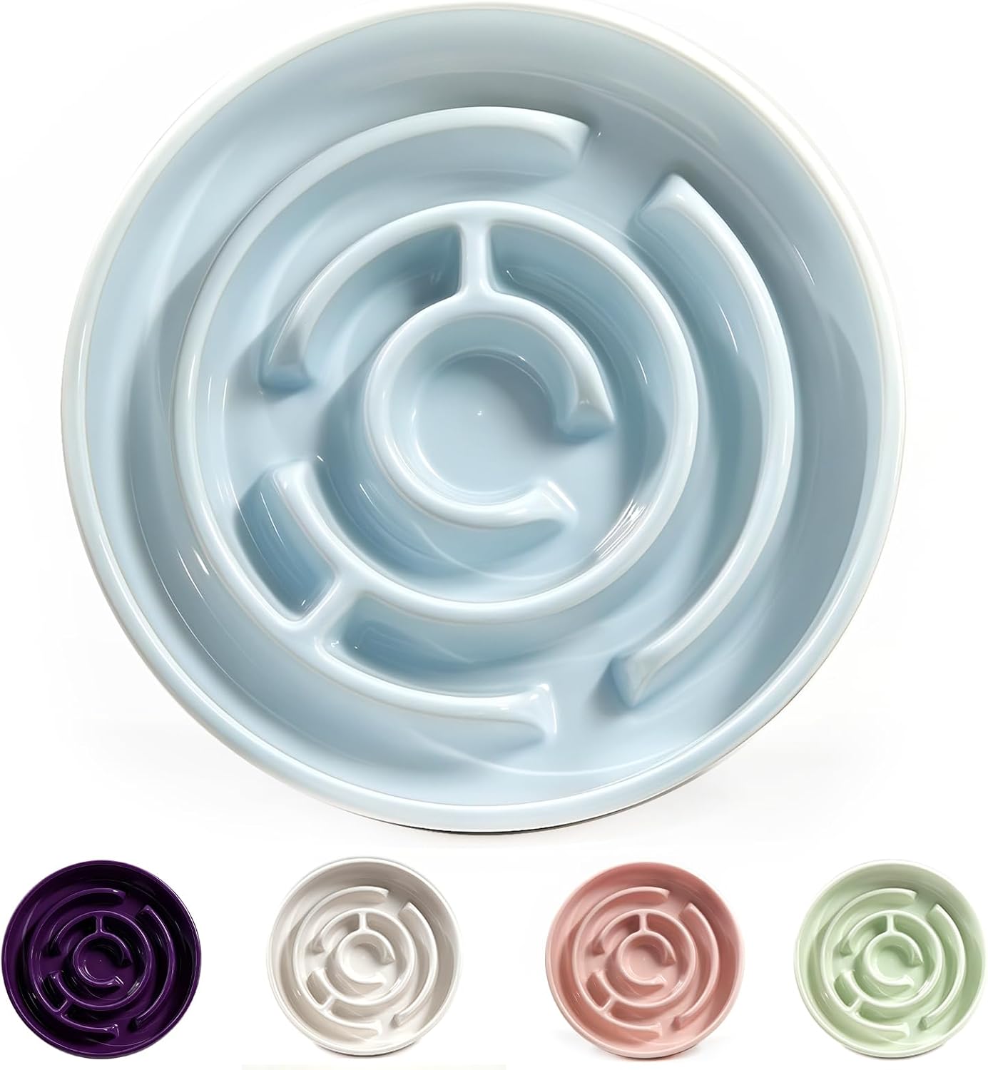 Detalle 2 de Slow Feeder Ceramic Dog Bowl with Anti-Slip (Pink) — 1.5 Cup Capacity