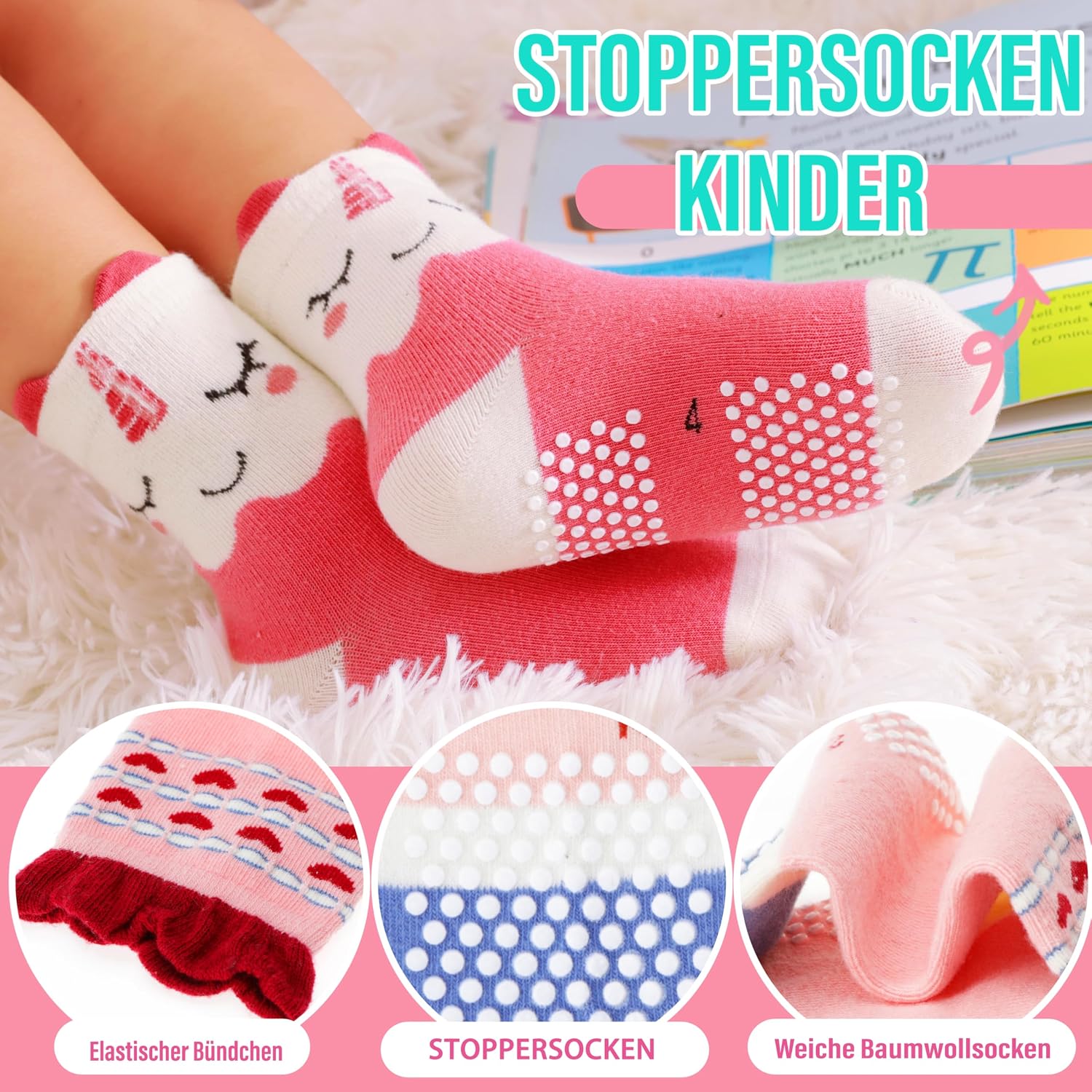 Detalle 2 de Welwoos Stoppersocken 12 Paare für Mädchen