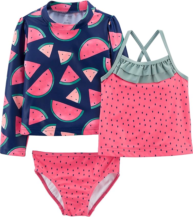 Thumbnail 6 de Simple Joys by Carter's 3-Piece Assorted Rashguard Sets 3 años protector de sarpullidos