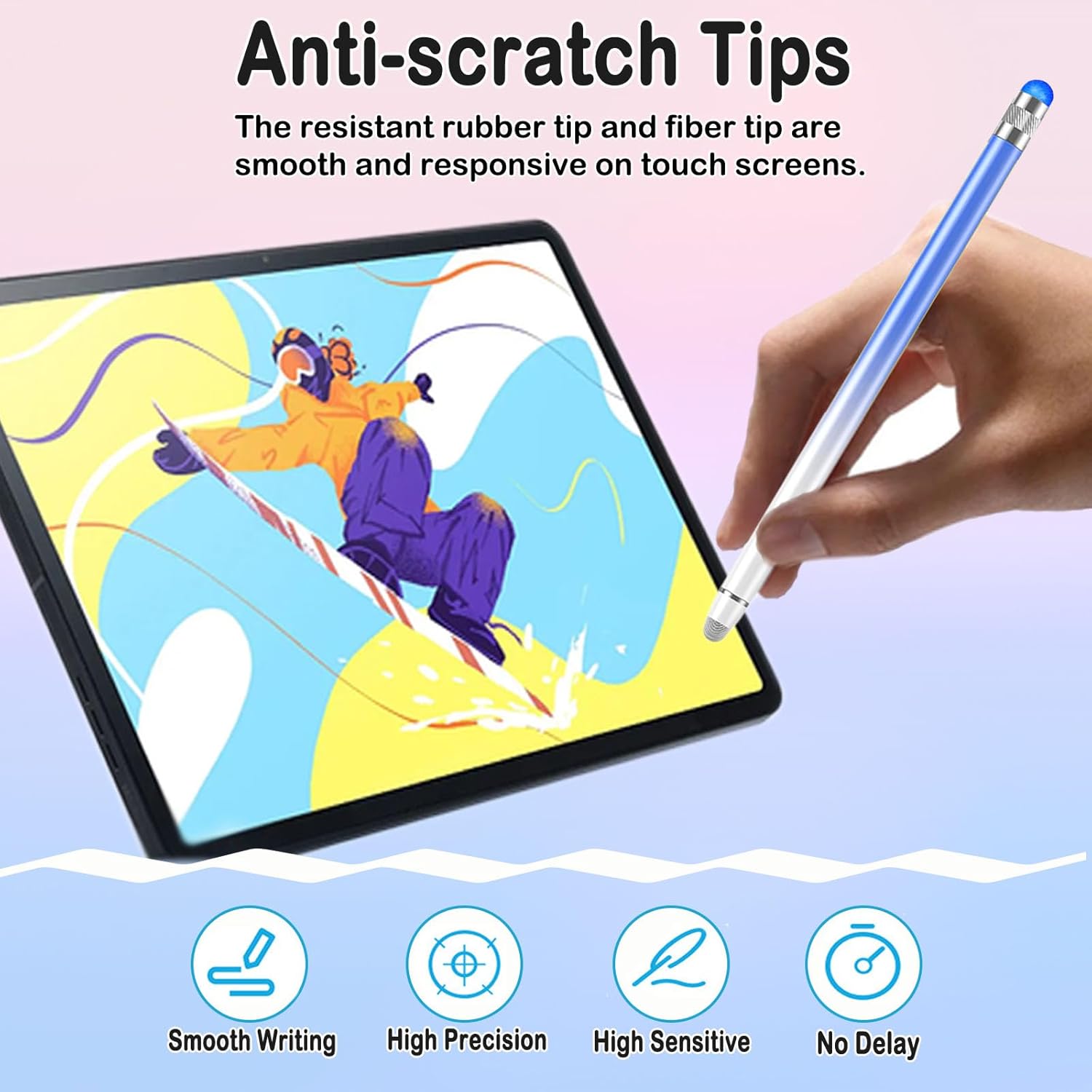 Thumbnail 2 de 4-Pack 2-in-1 Stylus Pens for Touch Screens (iPad Pencil 2-style) with 8 Extra Tips