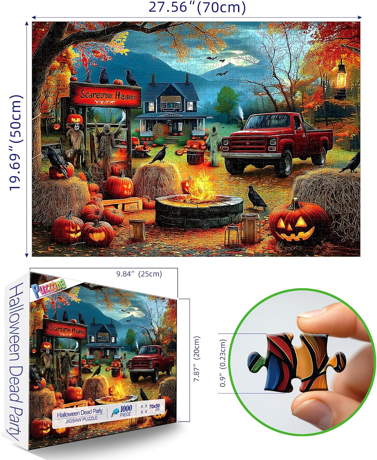 Thumbnail 1 de PuzzOne BFJIUJIU-00316 Halloween 1,000-Piece Jigsaw Puzzle, 27.5 x 19.7 in.