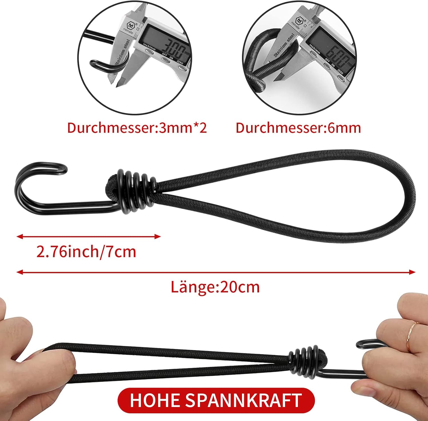 Thumbnail 5 de TaoTazon Spanngummi mit Haken 12 Stück